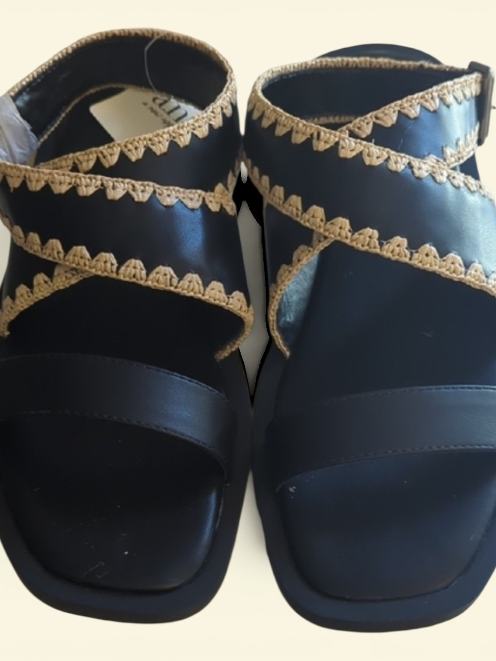 a.n.a Vest Black Embellished Two-Band Slide Sandals Sz 9 Medium NIB